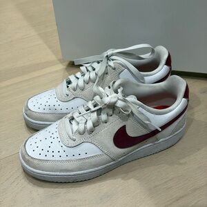 Women’s Nike Court Vision White and Red Sneakers size 6.5